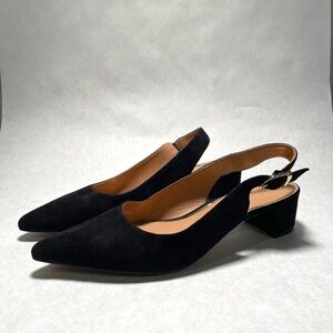 Linea Paolo black suede sling back heels US 10M